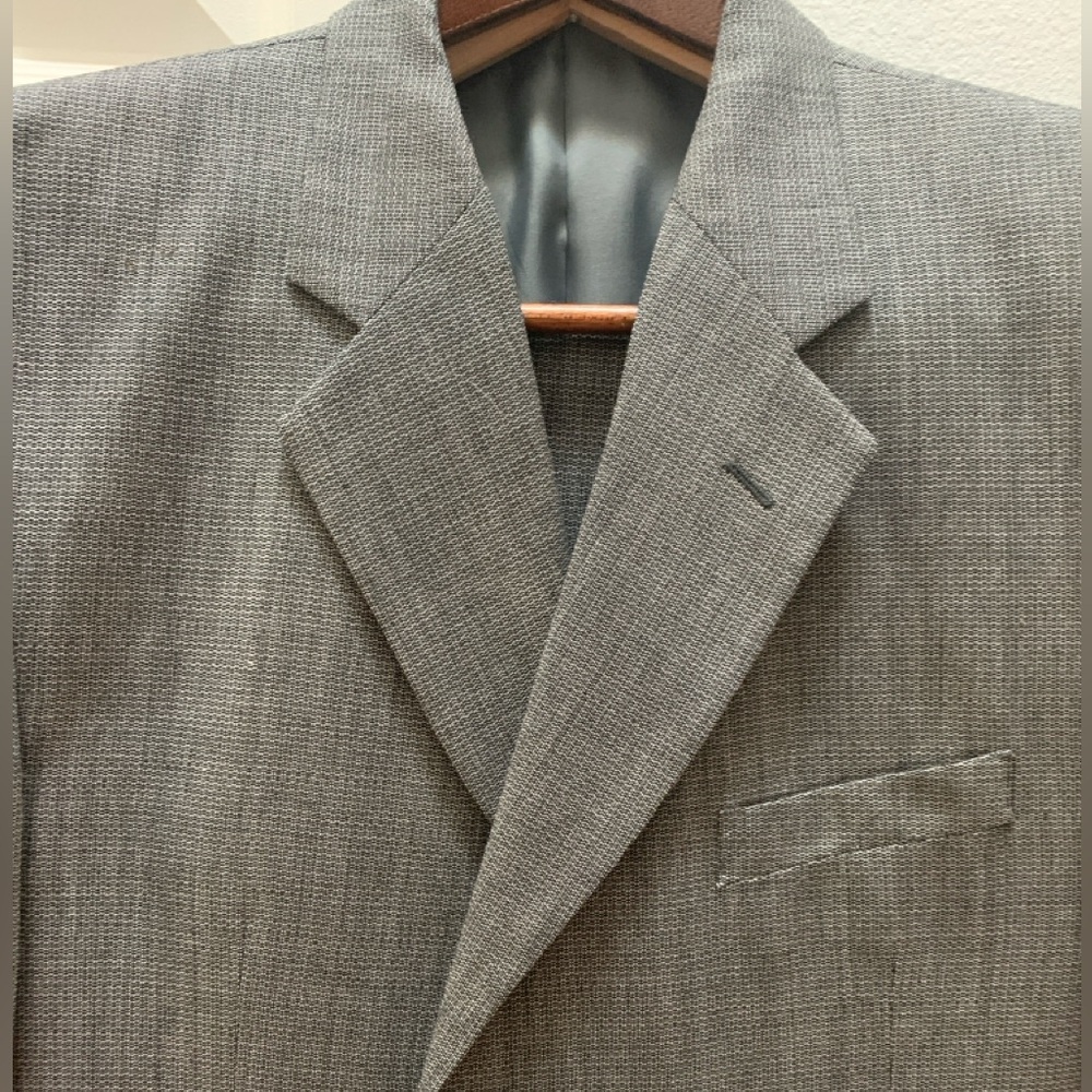 Black Herringbone 100%wool suit.